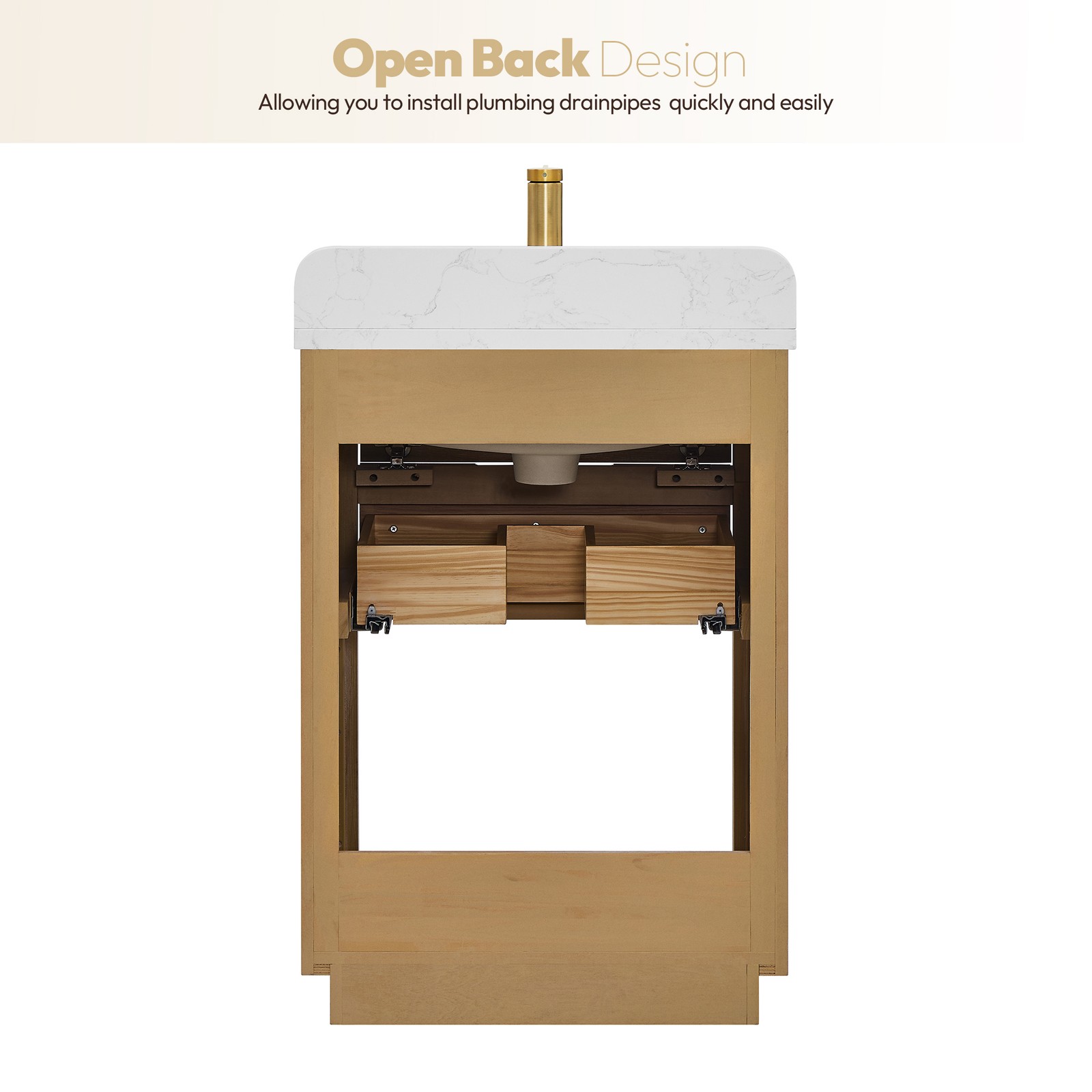Harbin 24″ Single Bath Vanity in Washed Ash Grey with White Grain Stone Top