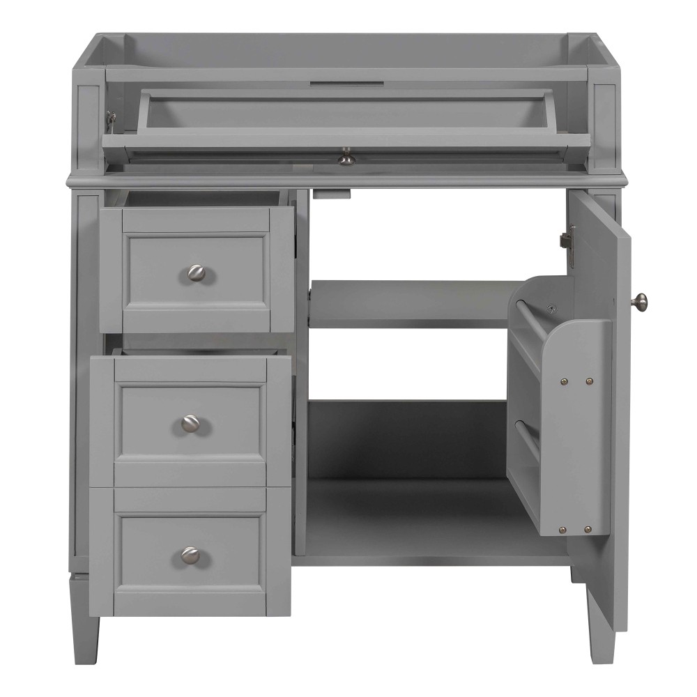 Vanity with no sink Two drawers One pull-out drawer