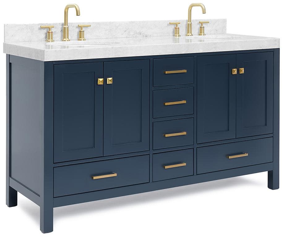 Ariel A060DCW5OVO Cambridge 60″ – Midnight Blue / Italian Carrara Marble Top /
