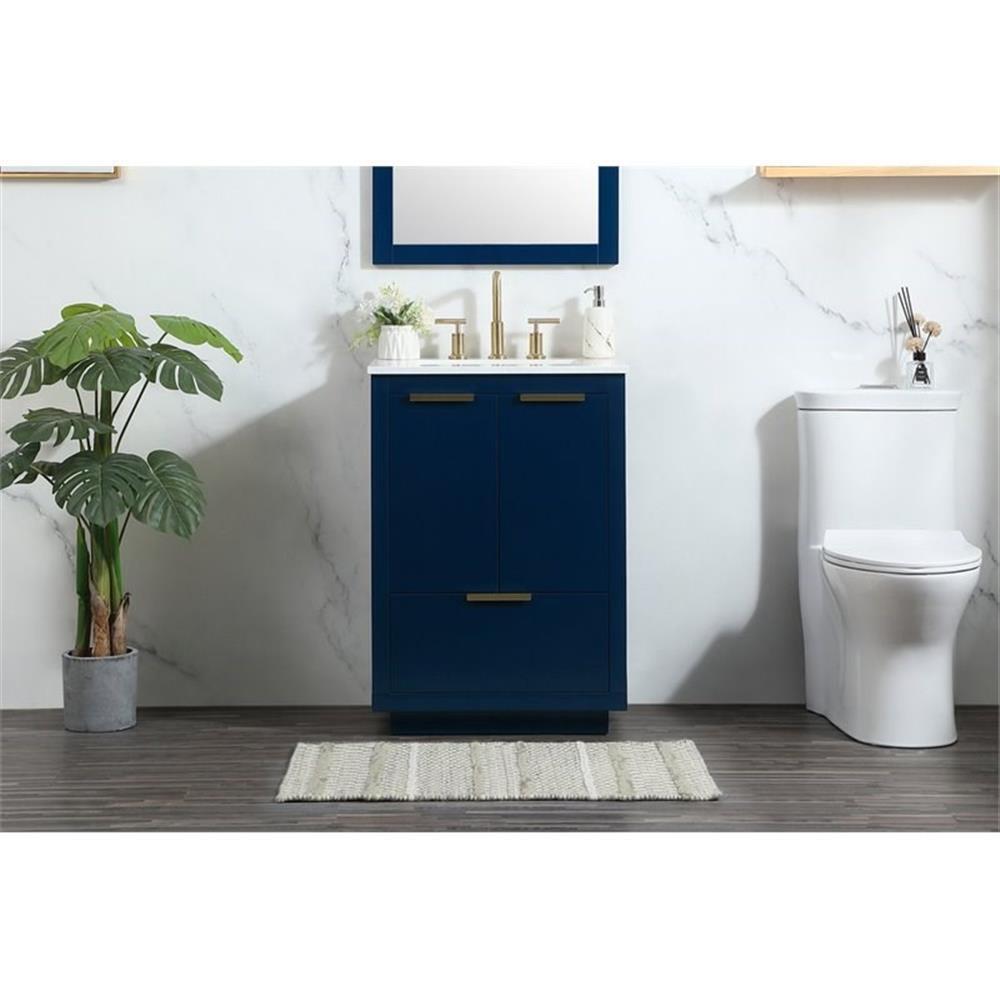 Elegant Decor Blake 24″ Aluminum Alloy MDF Single Bathroom Vanity in Blue