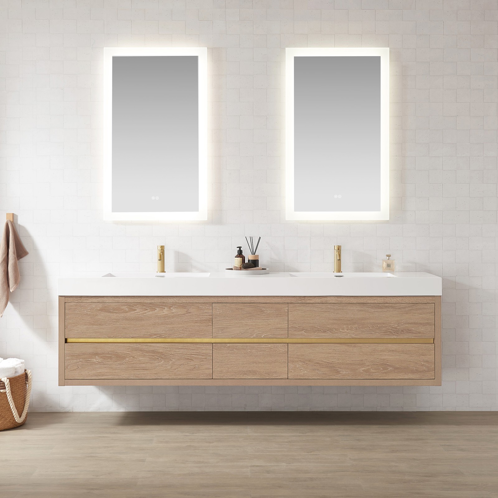 Miseno MV-ALIS84-WHT-NM Palencia 84″ Wall Mounted Double Basin – North American