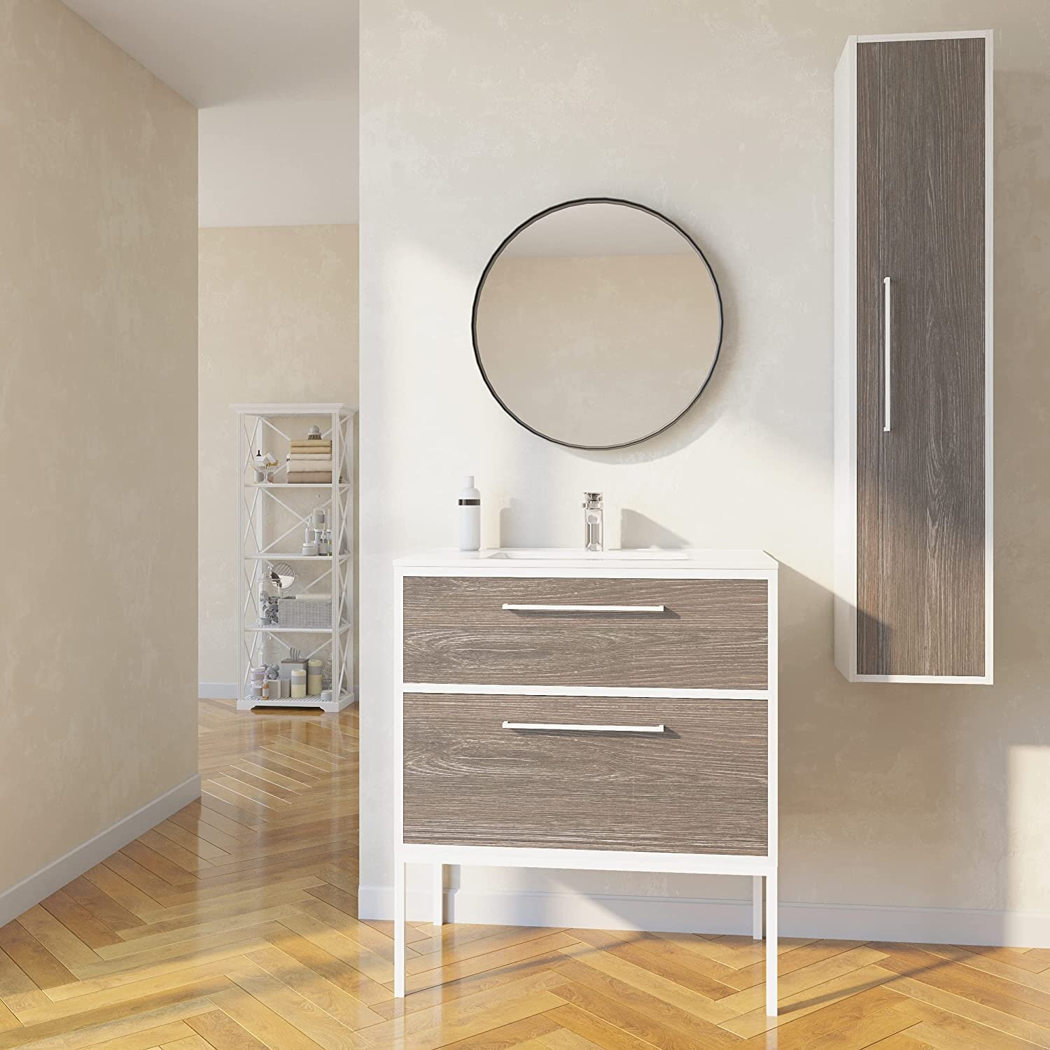 Randalco Chelsea 32″ Vanity | Charred Oak Wood | 32 X 35 X 18 in | Cabinet +…