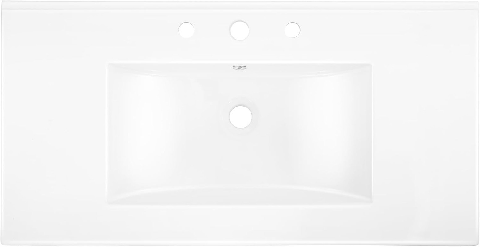 JONATHAN Y Ancillary 36 In. W X 18.25 In. D Ceramic Vanity Sink Top with 3-Hole