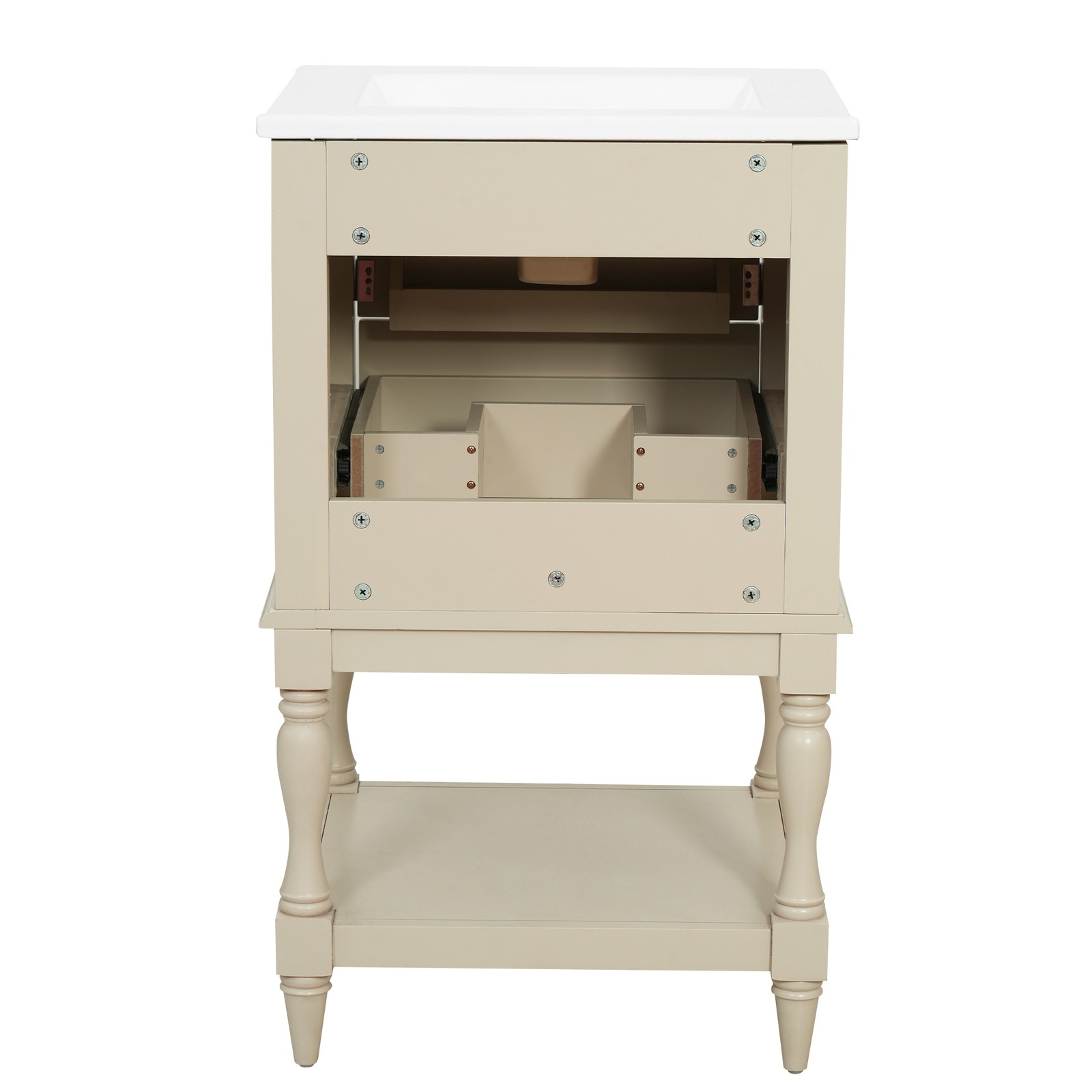 FUNIDEE 20” Bathroom Vanity Set Storage Cabinet with Ceramic Sink Combo Beige