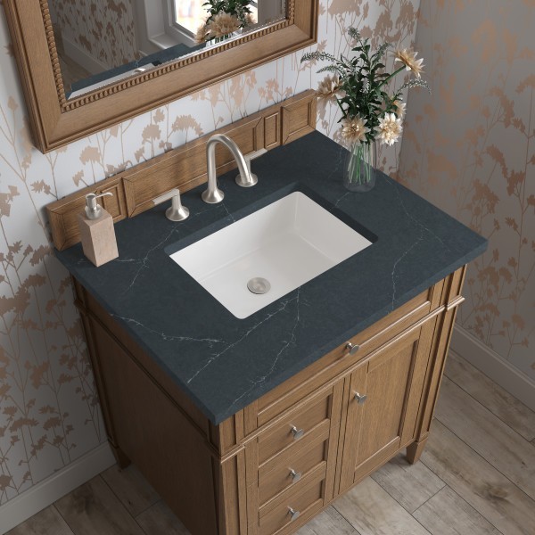 30″ James Martin Brittany 650-V30-SBR-3CSP Vanity Cabinet Charcoal Soapstone Top