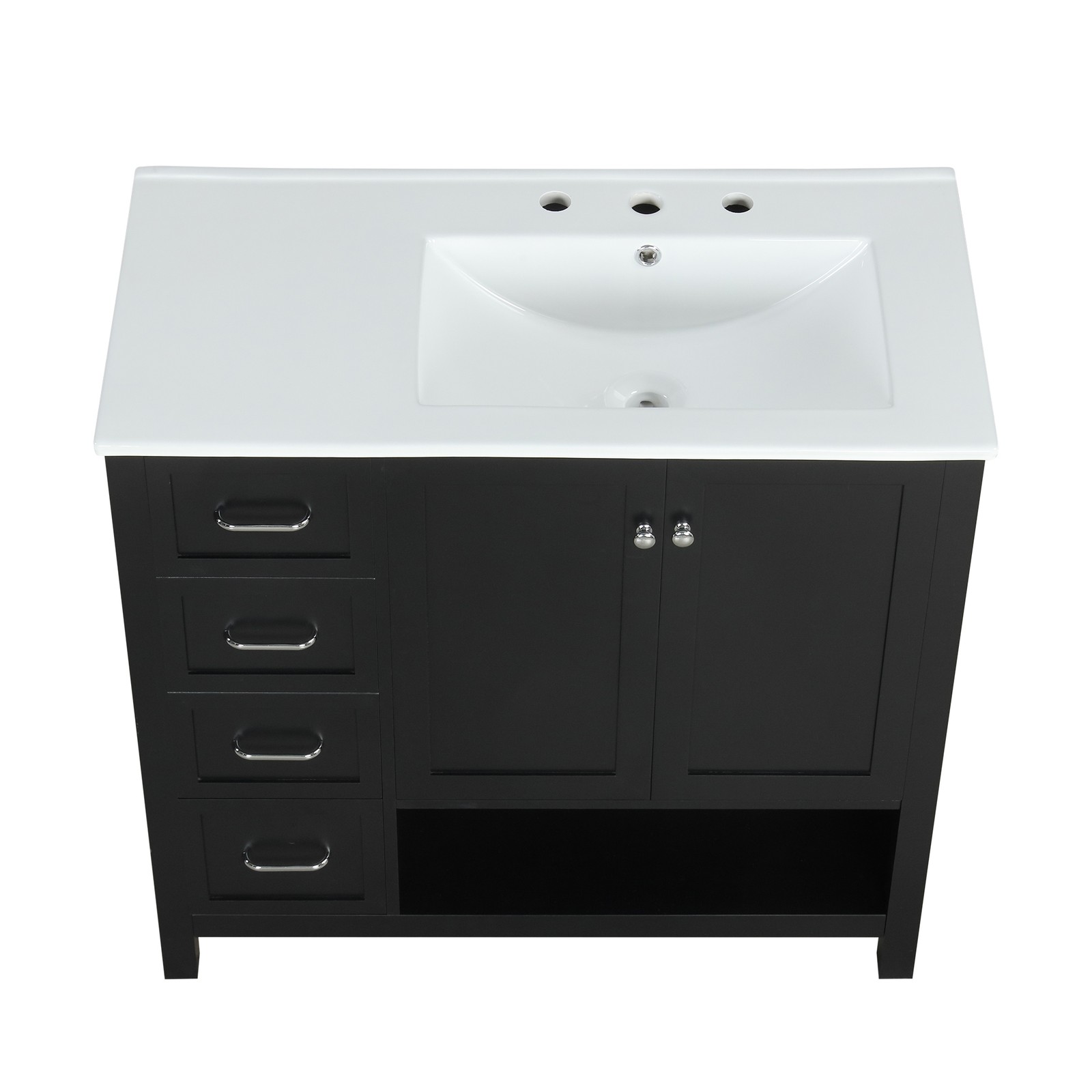 36″ Bathroom Vanity with Sink Top, Cabinet, Two Doors & Two Drawers