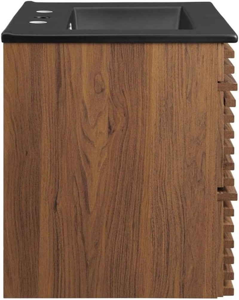 Render 24″ Wall-Mount Bathroom Vanity in Walnut Black