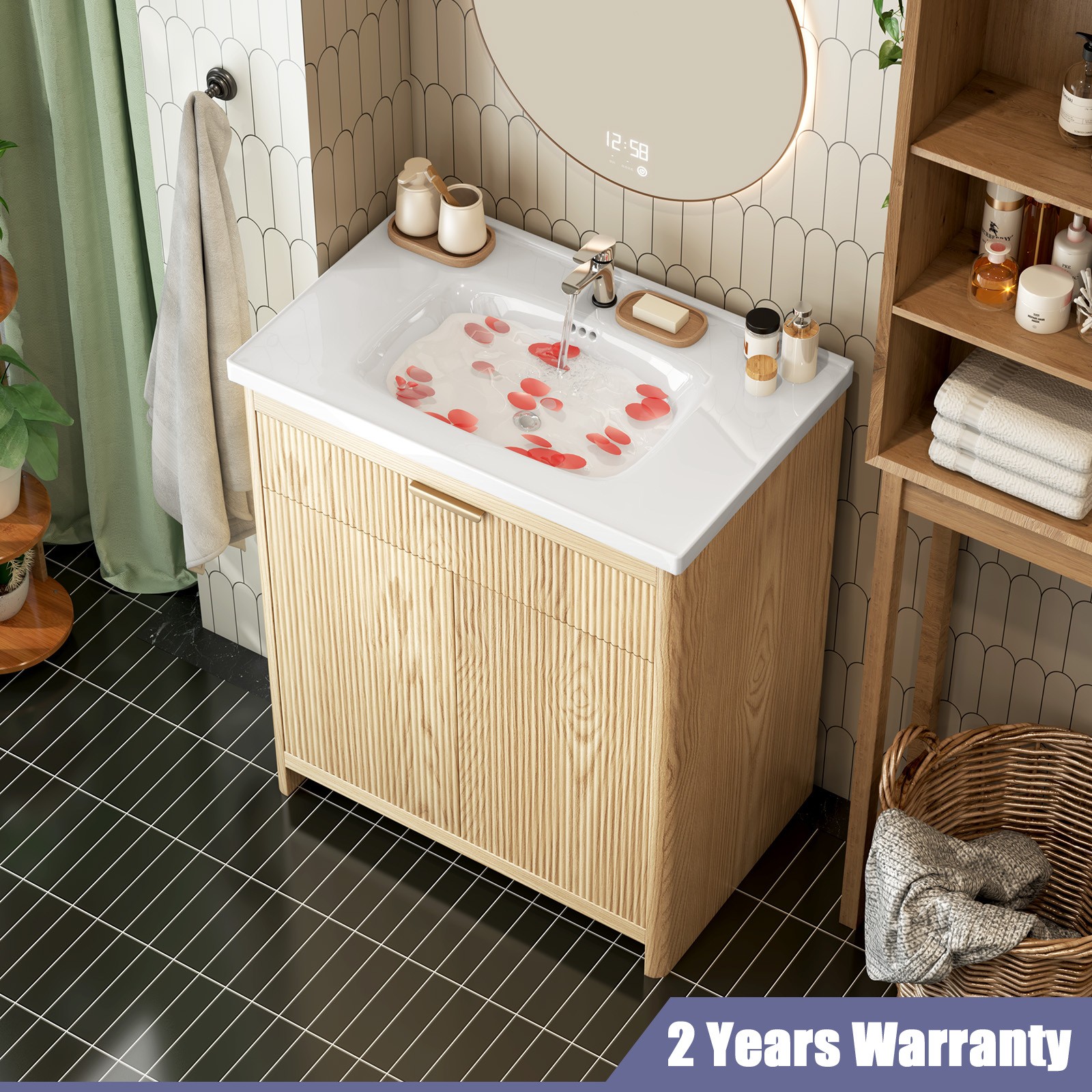 31 Inch Bathroom Vanity with Ceramic Sink Freestanding with Storage Cabinet