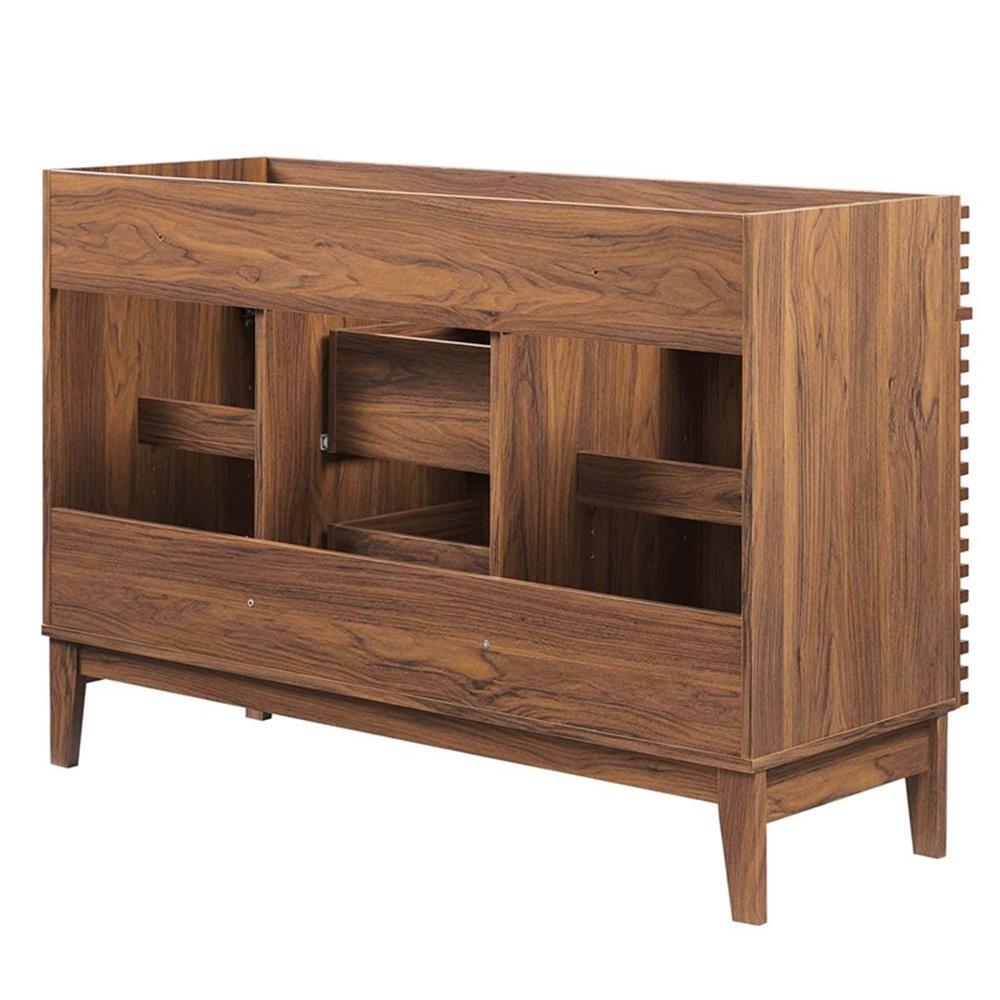 Modway Render 47″ MDF and Particleboard Bathroom Vanity Cabinet in Walnut