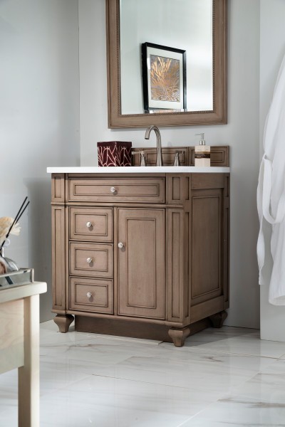30″ James Martin Bristol 157-V30-WW-3WZ Vanity Cabinet White Zeus Silestone Top