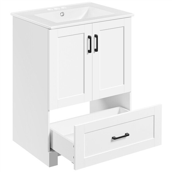 Bathroom Vanities Floor Standing with Sink Combo Set 24x19x34 Inch, White