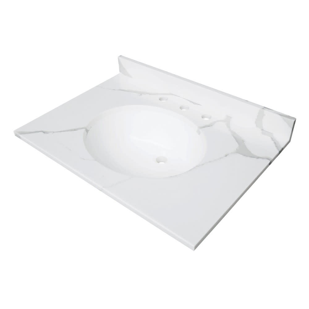 Kingston Brass KVPB3122L38 Norbiton 31″ Solid Surface Vanity Top – Calacatta