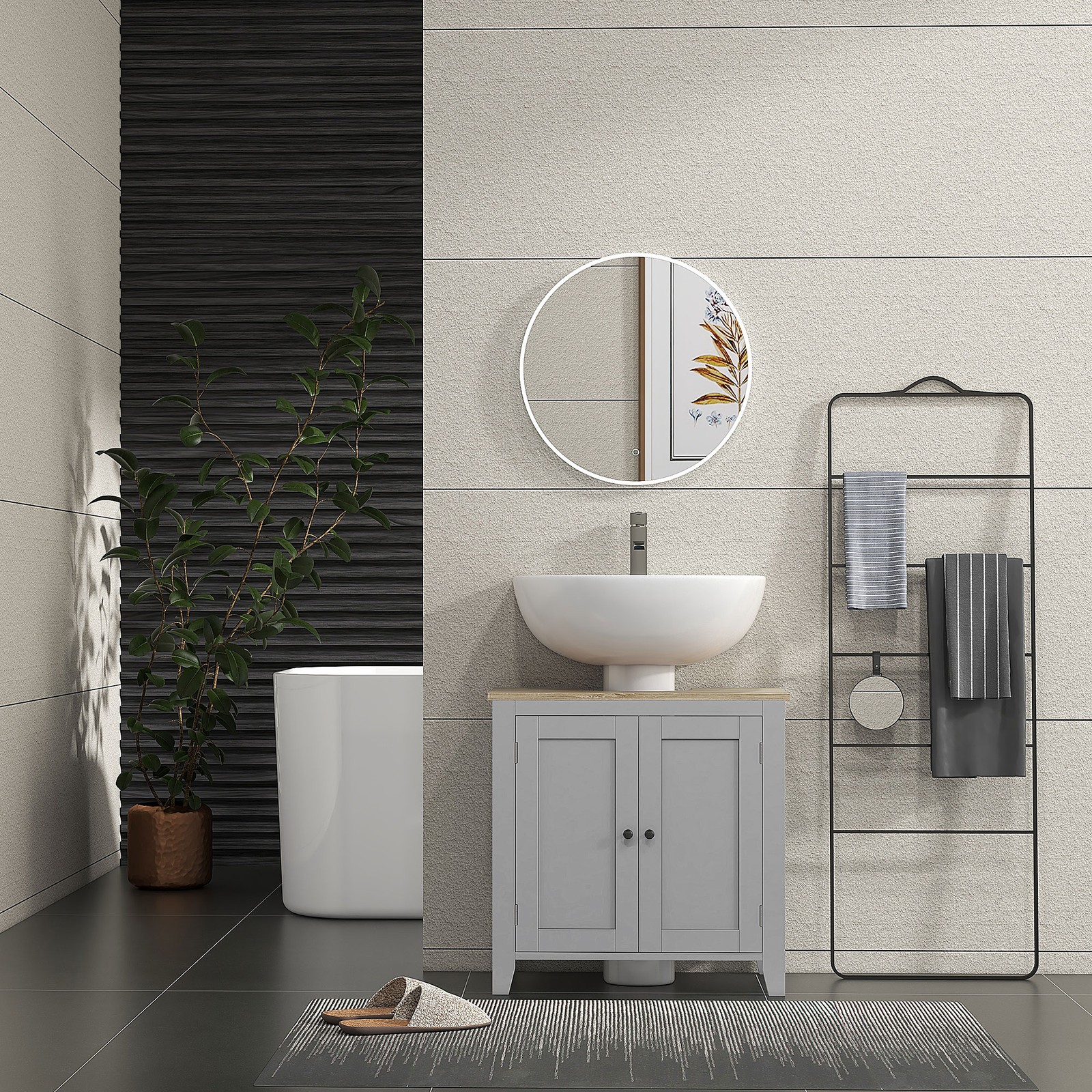 Pedestal Sink Cabinet, Bathroom Vanity Cabinet with U-Shape