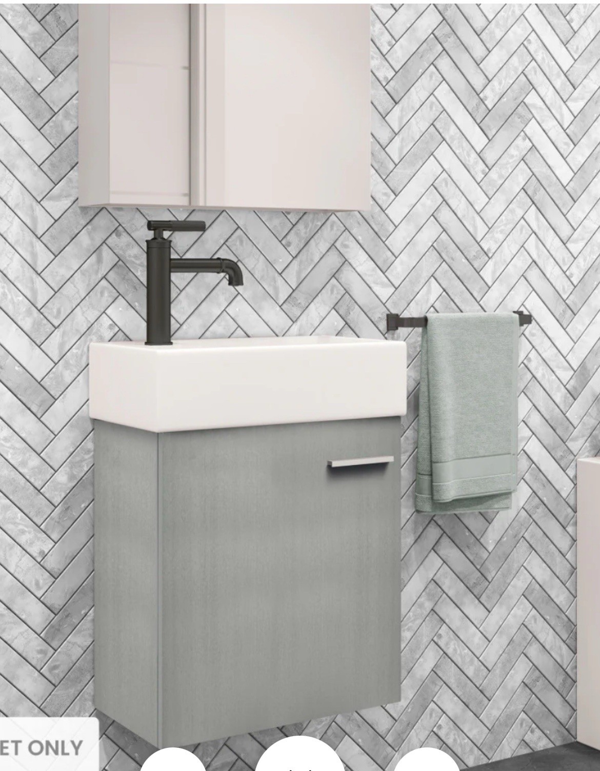18” Bathroom Vanity Cabinet Floating Wall-Mount w/Resin Sink&Soft-Close Door