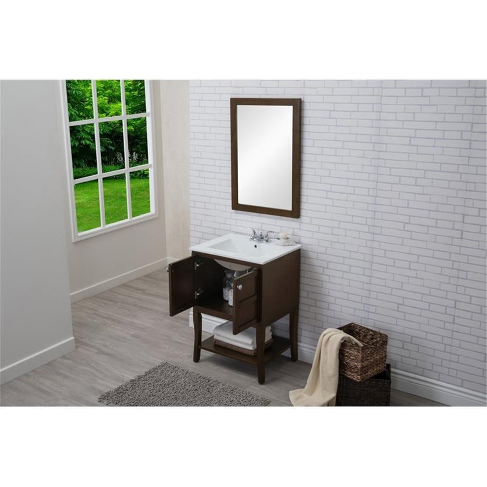 Elegant Decor Mason 24″ 2-Door Wood Single Bathroom Vanity in Antique Coffee