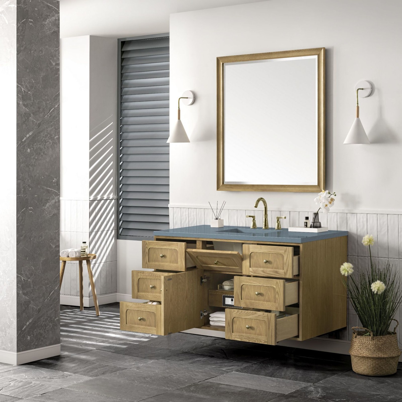 James Martin Vanities 545-V48-3CBL Laurent 48″ – Light Natural Oak