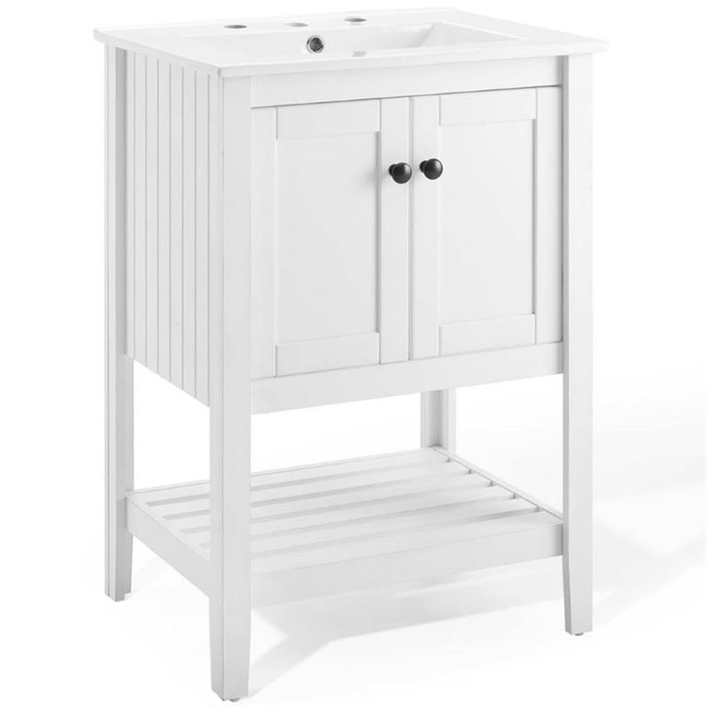 Modway Prestige 24″ Modern Wooden Bathroom Vanity in White Finish