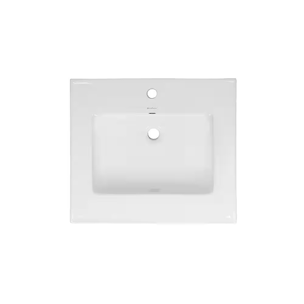 24 In. Ceramic Single Faucet Hole Vanity Top in White with White Basin