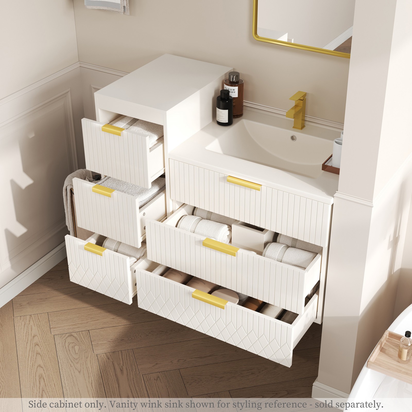 Wall Mounted Floating Cabinet 12″ with Drawers for Bathroom Living Room