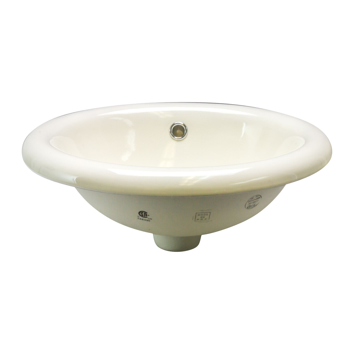 Lily Oval Shaped Drop-In Bathroom Vanity Sink 17-1/4″ X 15-1/4″ Ivory Porcelain