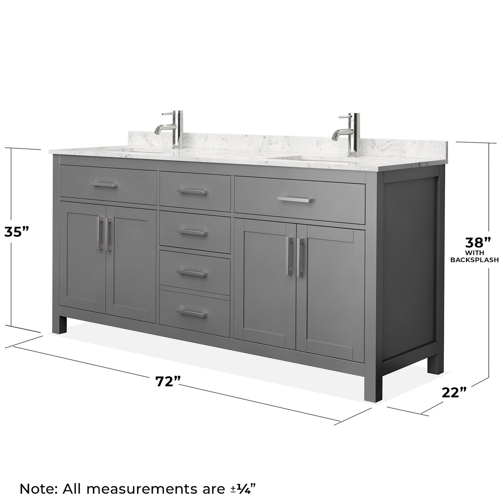 Wyndham Collection WCG242472DCCUNSMXX Beckett 72″ – Dark Gray / Carrara Cultured