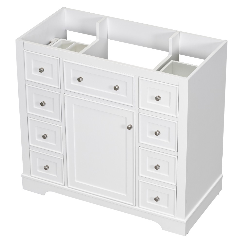 36″ Bathroom Vanity without Sink, Cabinet Base Only, One Cabinet and Six Drawers