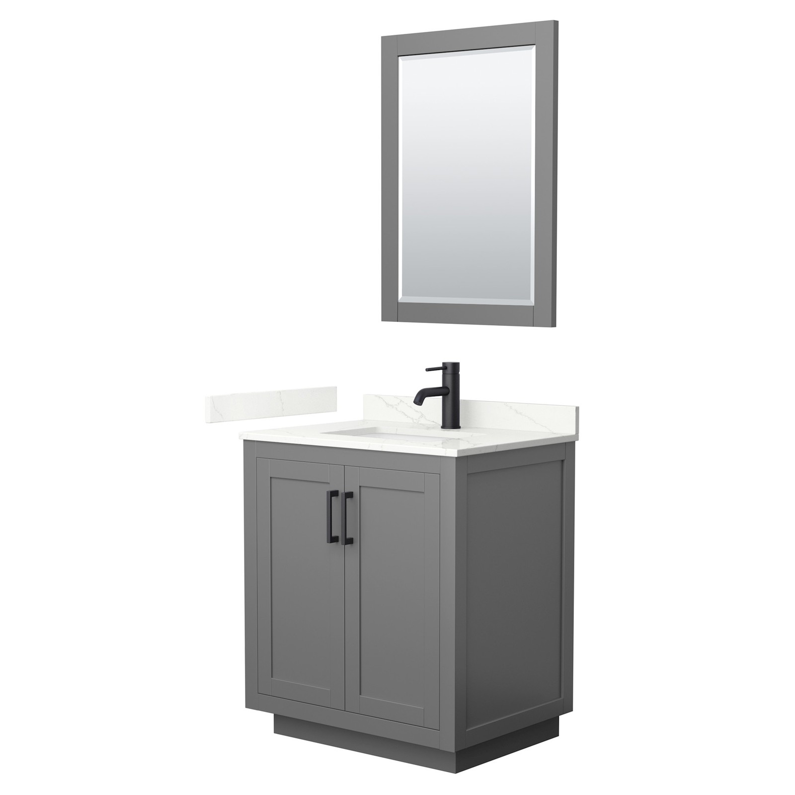 Wyndham Collection WCF292930S-QTZ-UNSM24 Miranda 30″ – Dark Gray / White Quartz