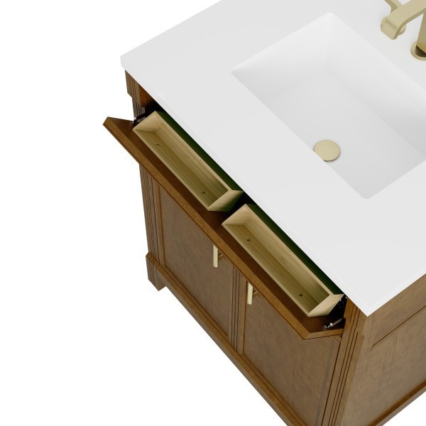 30″ James Martin Bellshire 660-V30-HNO-3CAR Vanity Cabinet Carrara Marble Top