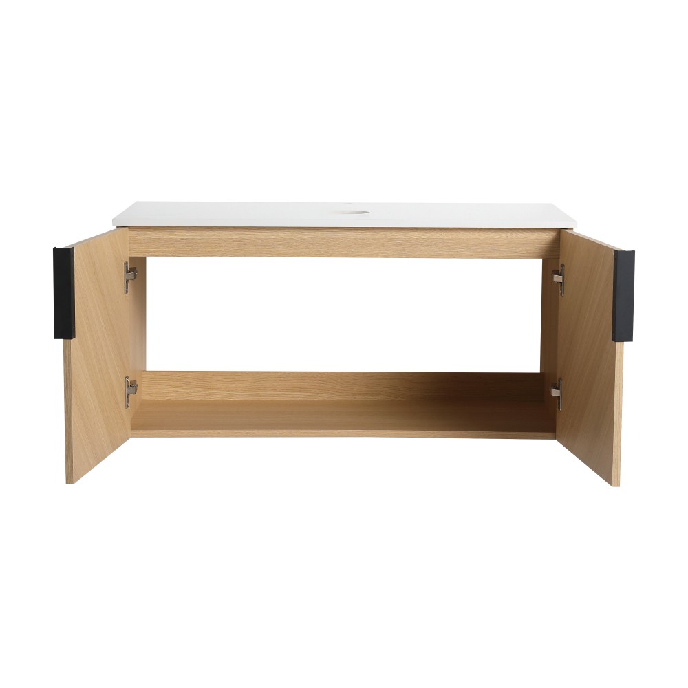 Vanity with Sink and Stone Countertop Features 2 Soft-Close Doors
