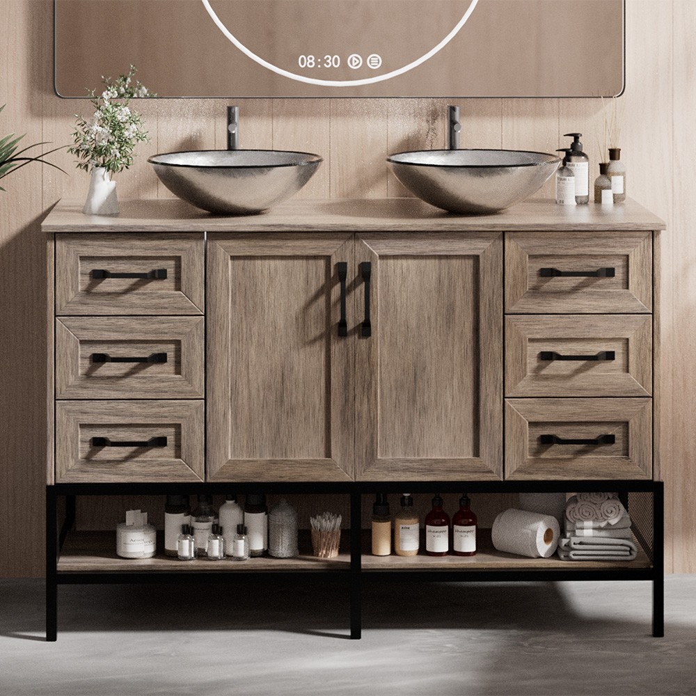 24″/36″/48″ Bathroom Vanity w/Sink Freestanding Cabinet Drawer White/Grey/Oak US
