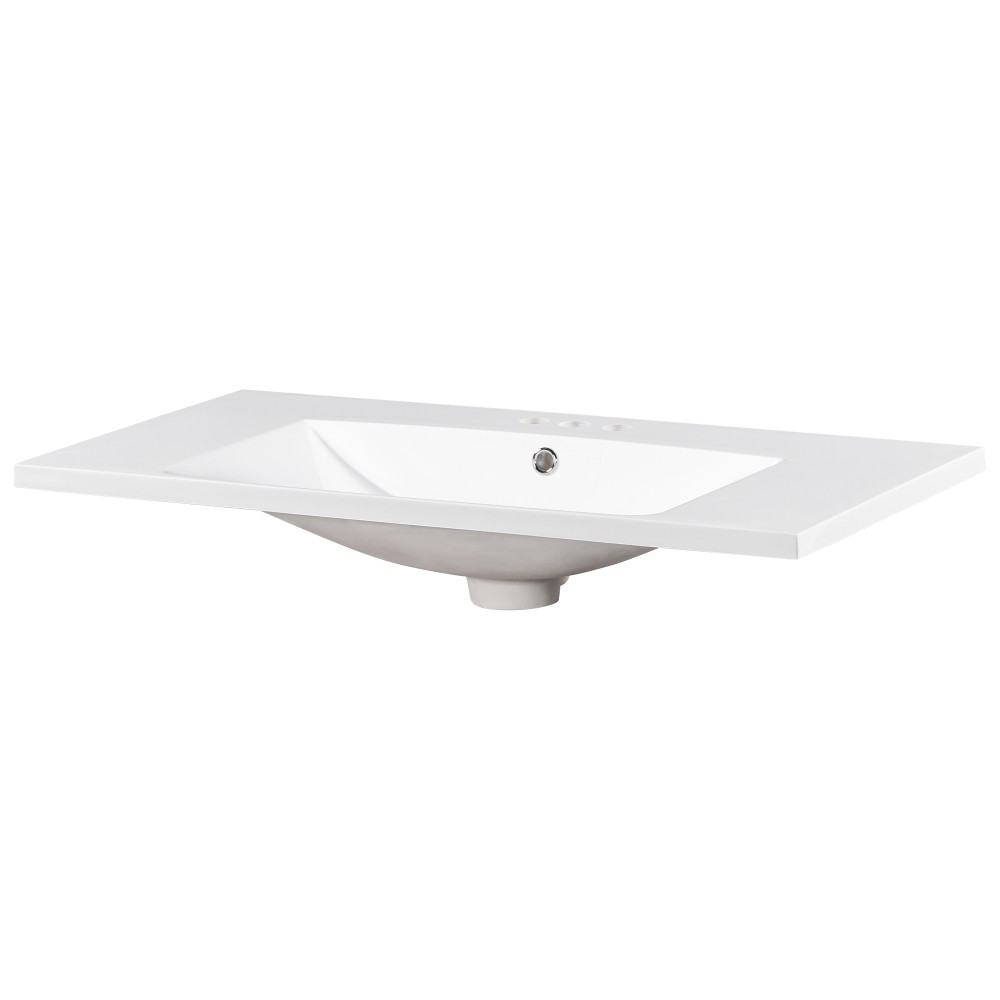 36×18″ Rectangular 3 Hole Bathroom Resin Sink, Vanity Top Sink Only