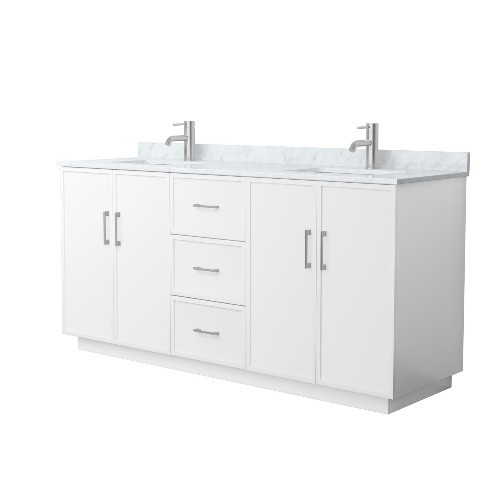 Wyndham Collection WCH7474-72D-CMUNS-MXX Elan TK 72″ – White / Brushed Nickel