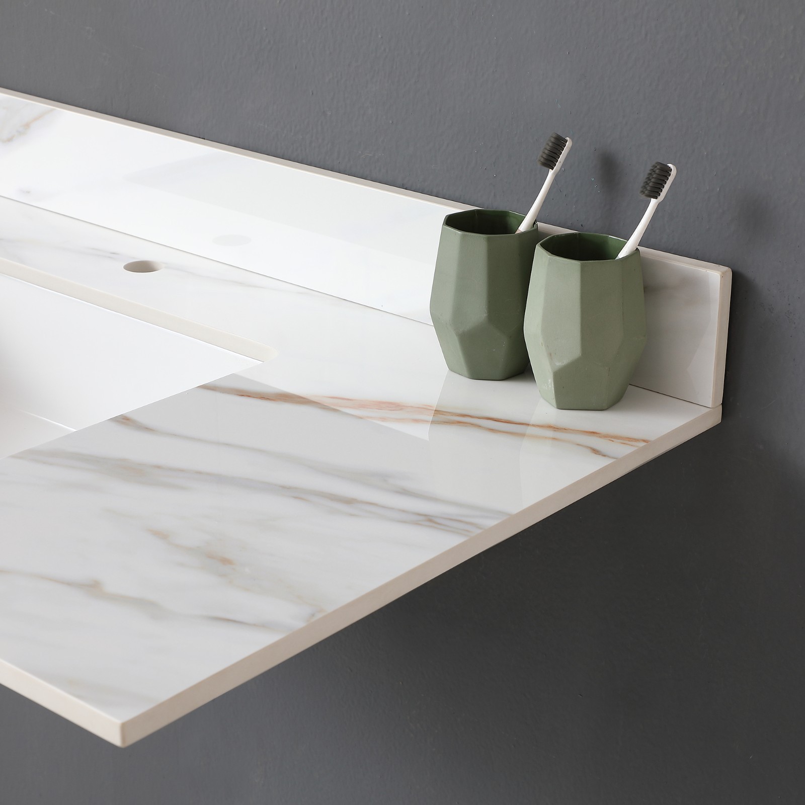 43″ Marble Vanity Top with Undermount Sink & Backsplash Carrara White