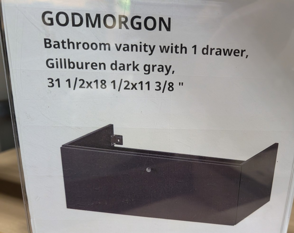 New IKEA GODMORGON Bathroom vanity w/ 1 drawers, Gillburen Dark gray 404.827.56