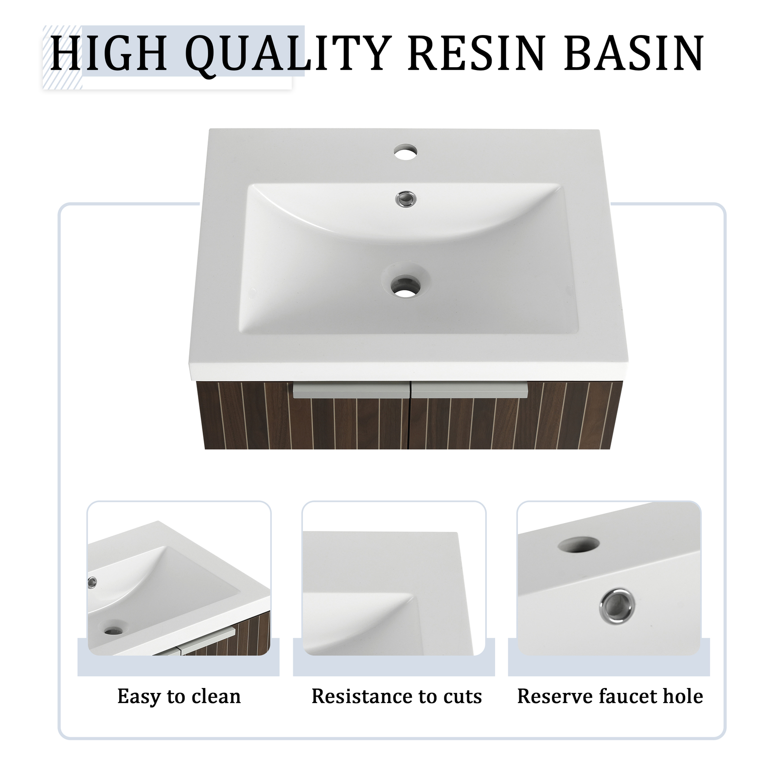60in Plywood Floating Wall Mounted Vanity Cabinet Bathroom W/ Dual Sink +Shelves