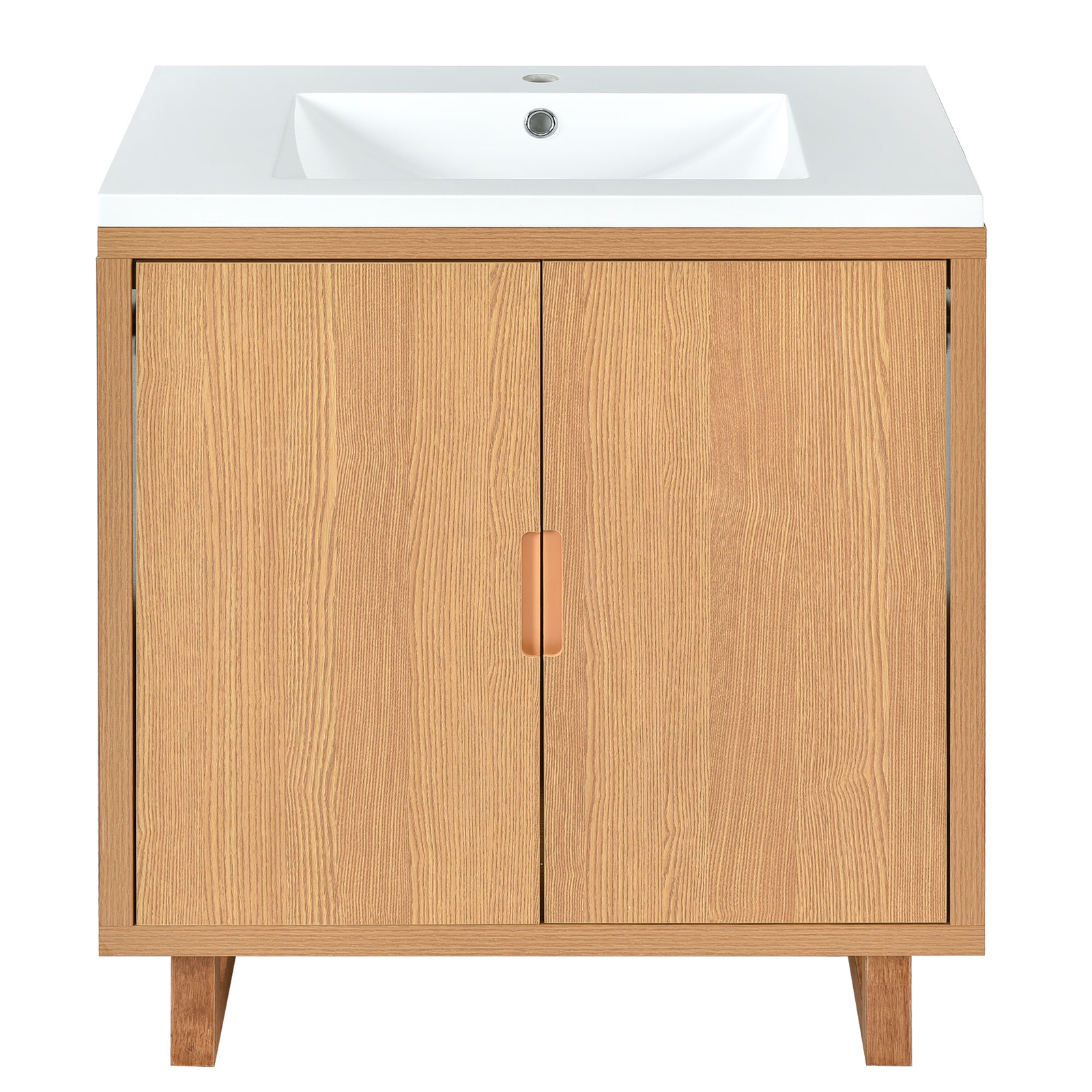 30 Inch Floor Mount Vanity Cabinet Resin Sink Bathroom Furniture Set Storage