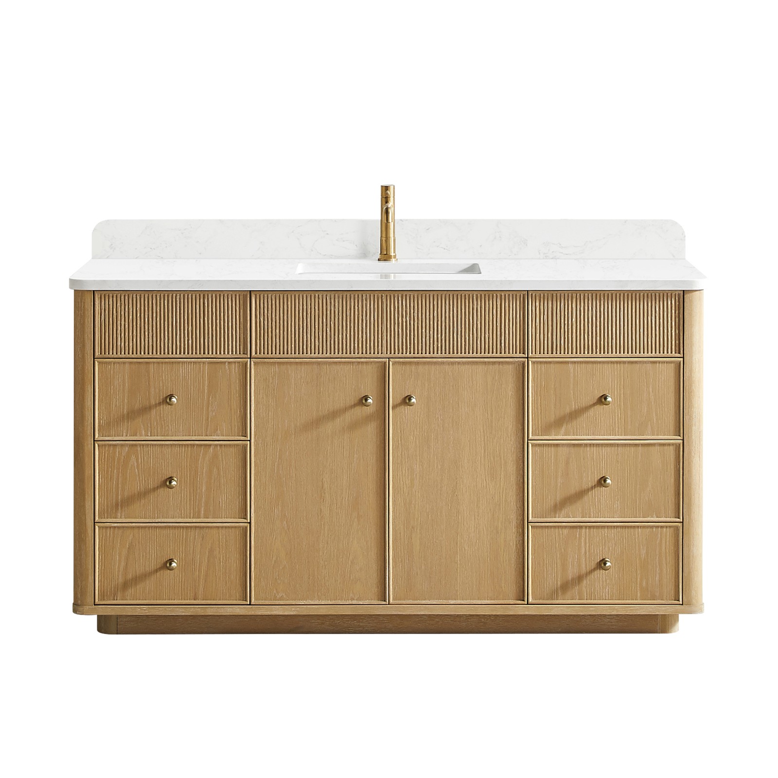 Zogno 60″ Solid Wood Single Bath Vanity in Washed Ash Gray with White Stone Top