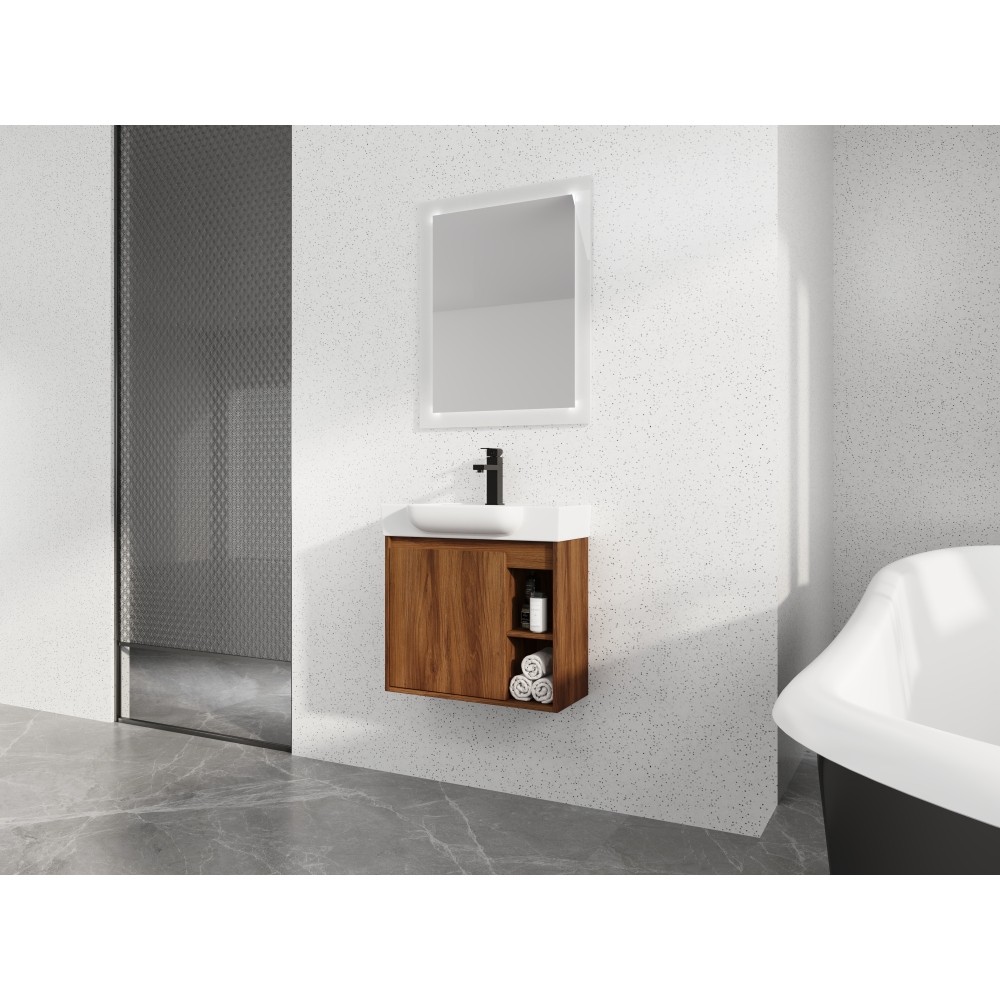 24” Wall-Mounted Bathroom Vanity with White Ceramic Sink & Soft-Close Door