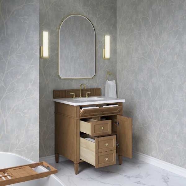30″James Martin Brittany 655-V30-PCN-3WZ Vanity Cabinet White Zeus Silestone Top