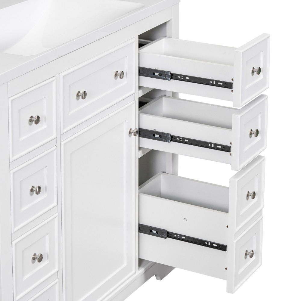 36″ Bathroom Vanity without Sink, Cabinet Base Only, One Cabinet and Six Drawers