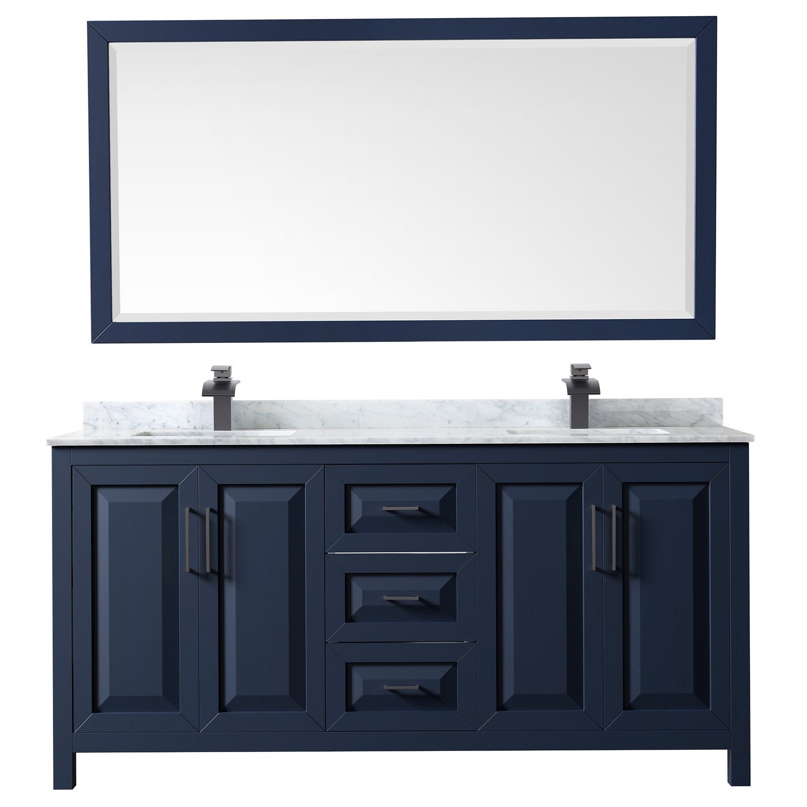 Wyndham Collection WCV252572DUNSM70 Daria 72″ – Dark Gray / White Carrara Marble