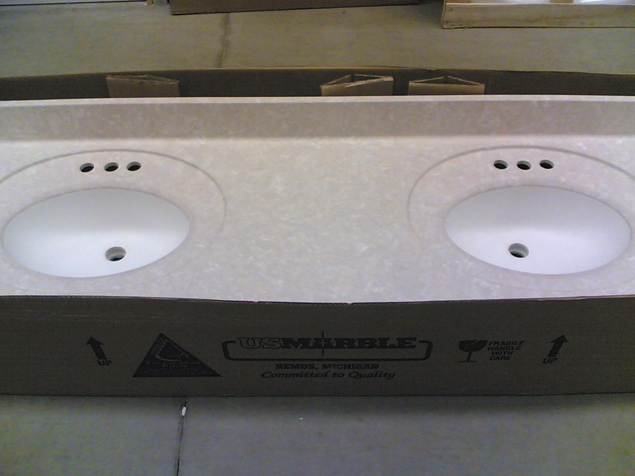 NEW: Elegant Cultured GRANITE Bathroom VANITY TOP + Double-Bowl Sinks (73 x 22)