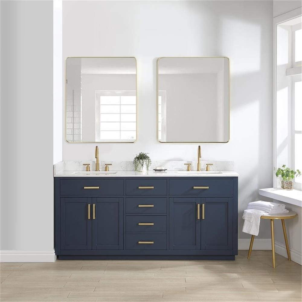 Gavino 72″ Wood Vanity in Royal Blue with Composite Stone Top no Mirror