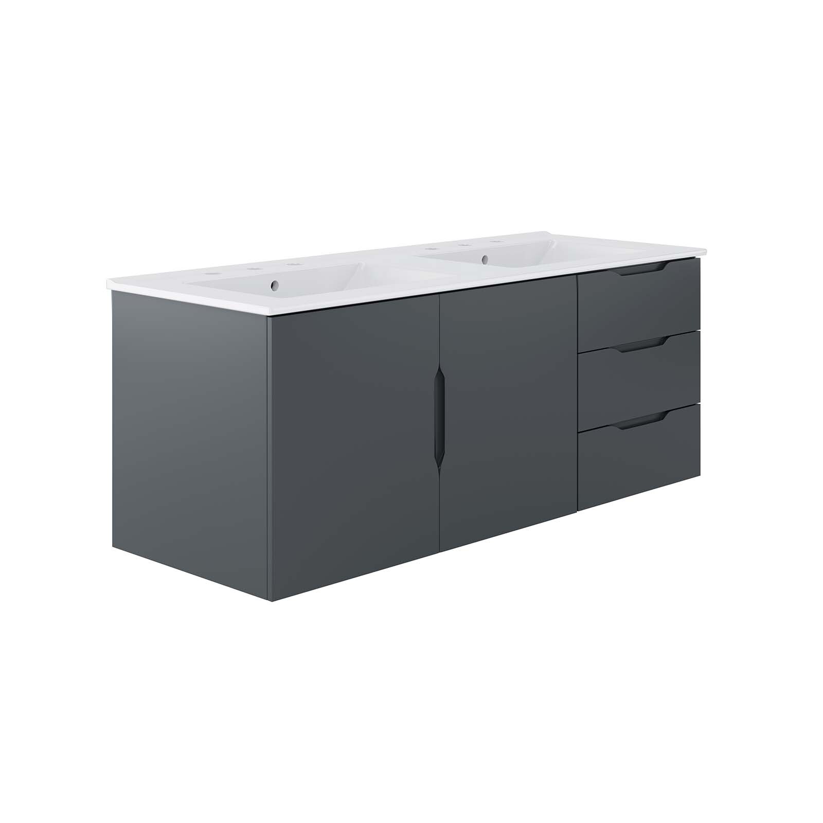 Modway Vitality 48″ Double Sink Bathroom Vanity in Gray White