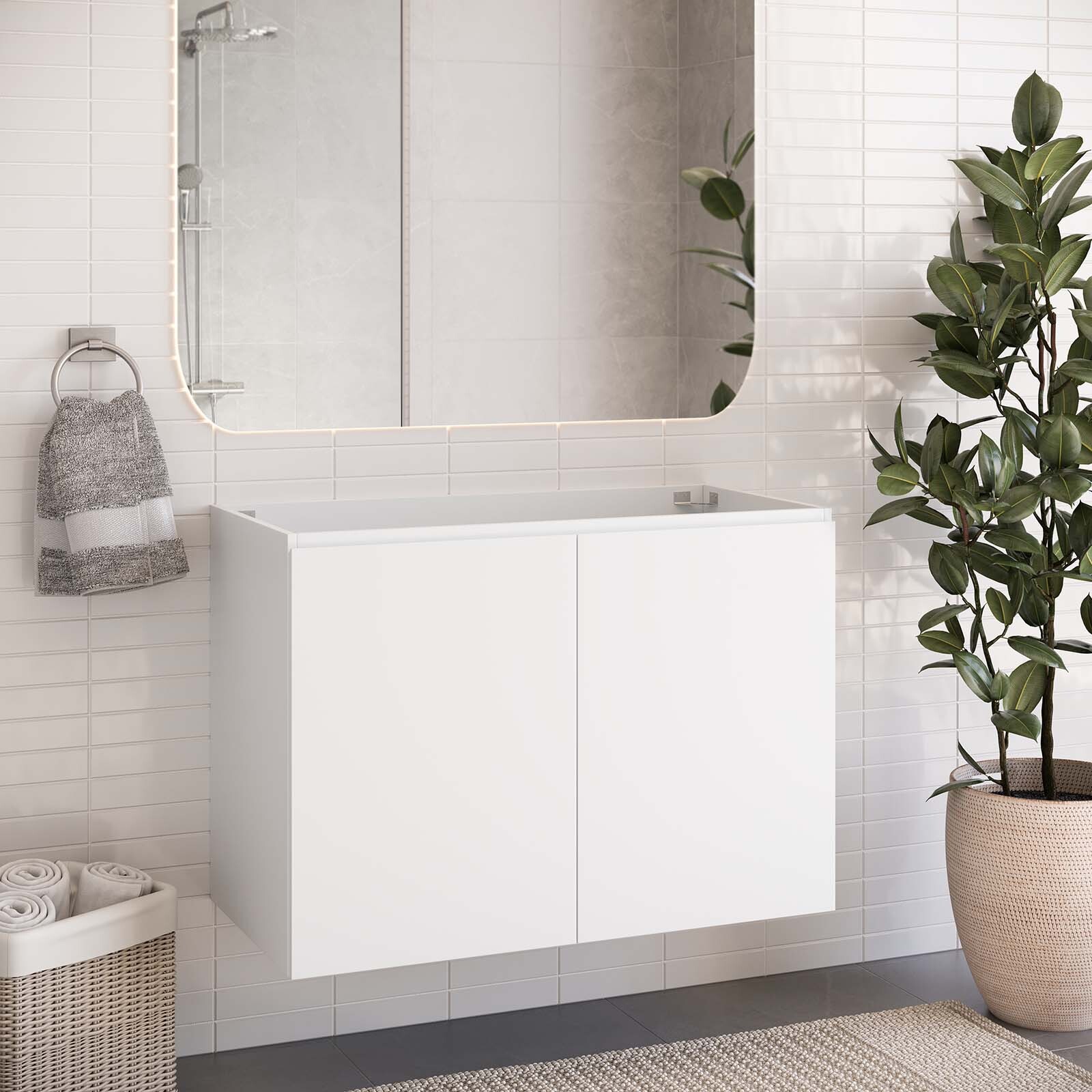 Modway Vitality 36″ Wall-Mount Bathroom Vanity in White