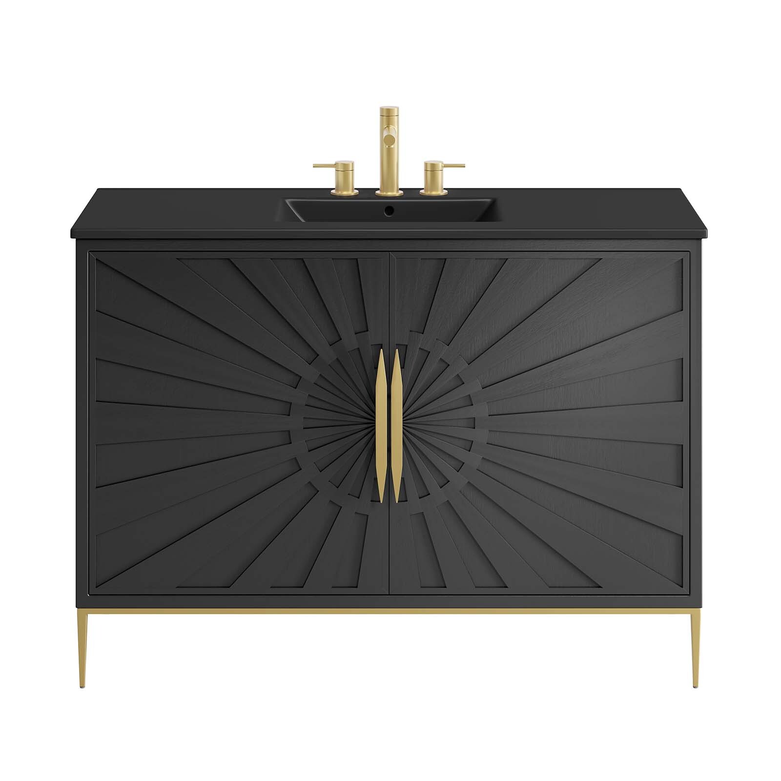 Modway Awaken 48″ Bathroom Vanity Cabinet in Black Black With Ceramic Sink Basin