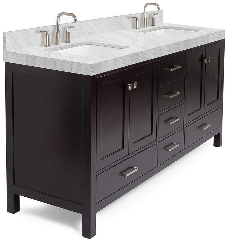 Ariel A072DCW5RVO Cambridge 72″ – Espresso / Italian Carrara Marble Top /