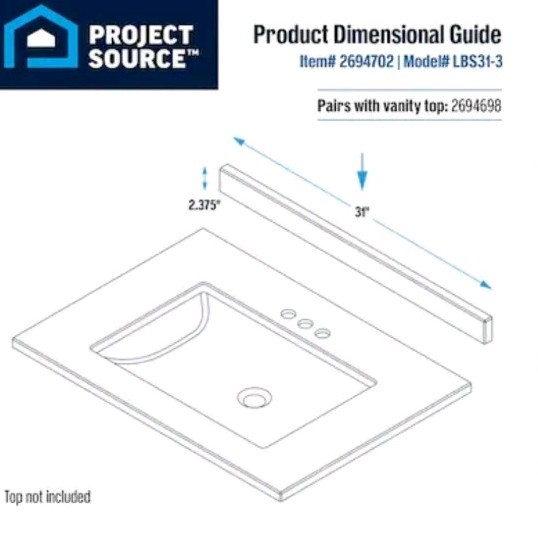 NEW Project Source 31″ White Cultured Marble Bathroom Vanity Backsplash