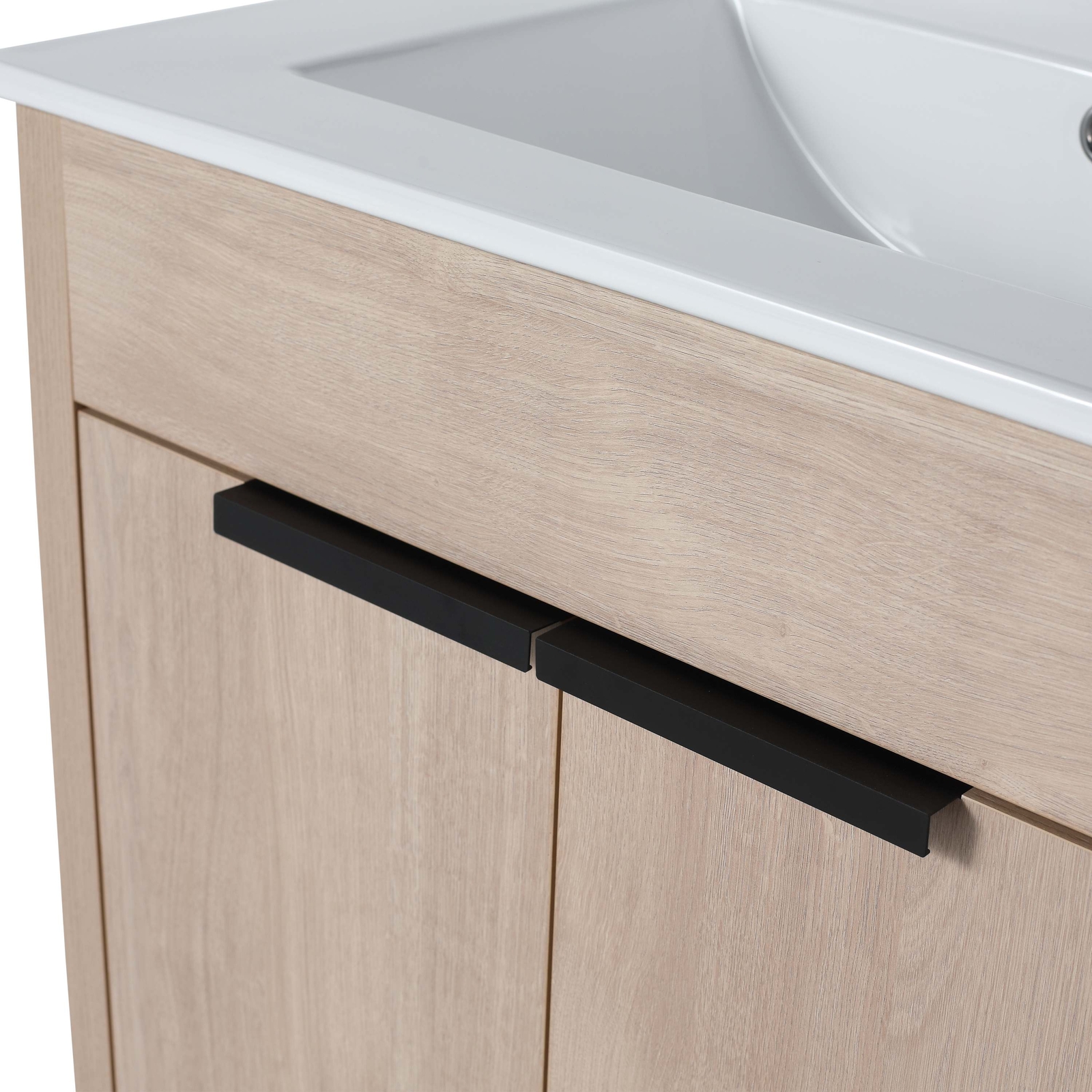 24” Freestanding Bathroom Vanity w/ White Ceramic Sink & 2 Soft Close Doors Oak
