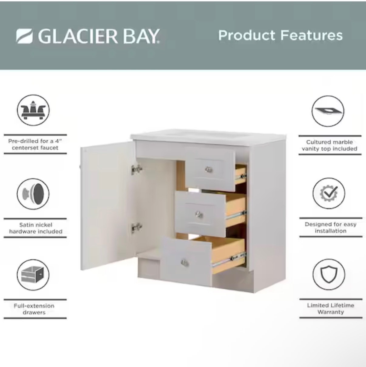 Bannister 31 in. Single Sink Pearl Gray Freestanding Bath Vanity